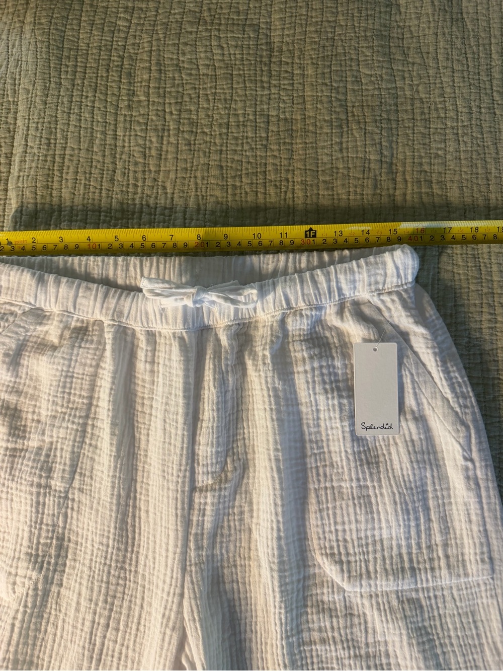 SPLENDID Bohemian White Gauze Wide-Leg Drawstring Pant with Tie NWT’s size Lg - Picture 13 of 17